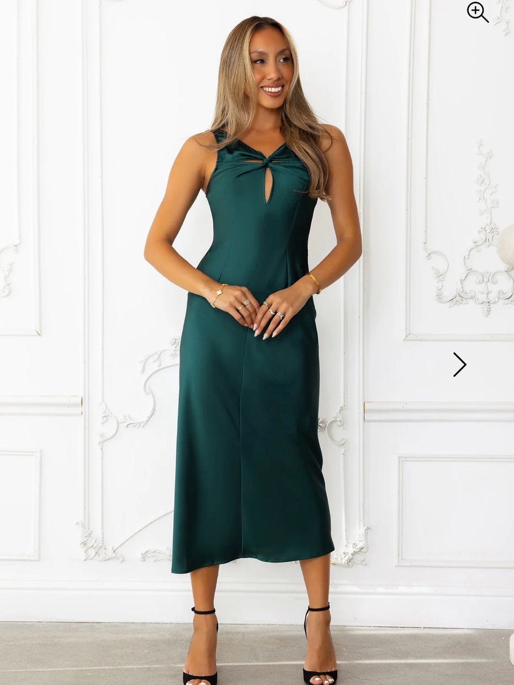 Hello Molly Emerald Twist-Keyhole Midi Dress